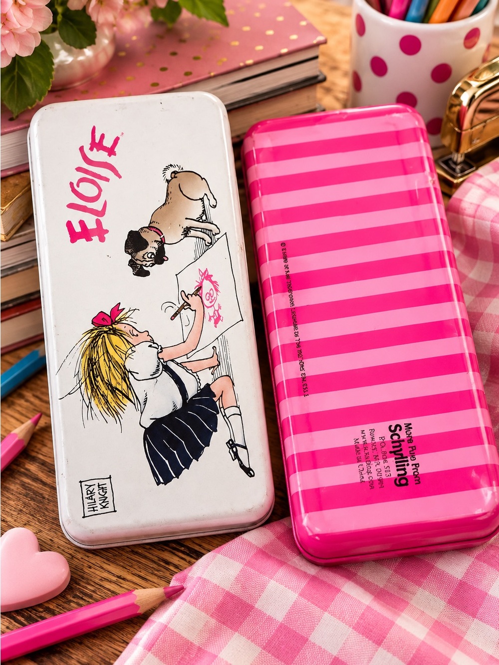 Schylling Vintage Eloise at the Plaza Metal Tin Pencil Art Case Hilary Knight